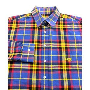 Cruel Girl Shirt Long Sleeve Cotton Multicolor Plaid Button Down Women's L Nice